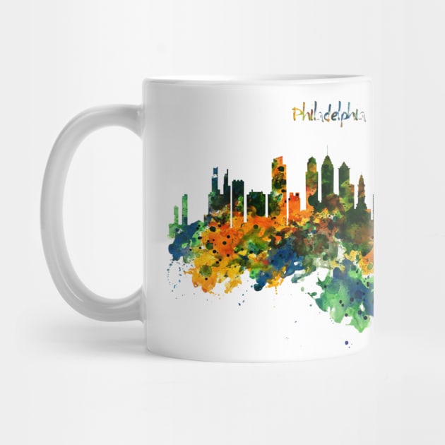 Philadelphia Watercolor Skyline by Marian Voicu